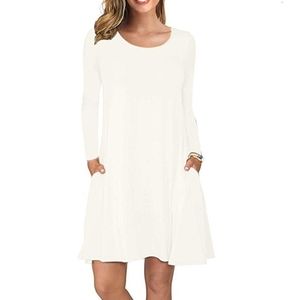 Long sleeve White Tshirt Dress